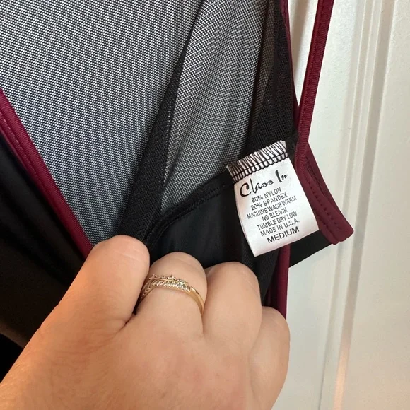 Class In Women's Black Leotard with Floral Embroidery - Picture 3 of 4